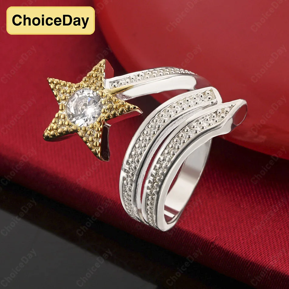 

ChoiceDay 925 sterling silver open exquisite star zircon ring women's jewelry wedding party accessories gift