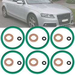 Juego de 6 boquillas de inyector de combustible para Audi A4 B8, junta de cobre, Kit de reparación de juntas tóricas 2,0 2,7 3,0 TDI Quattro, piezas de repuesto para coche