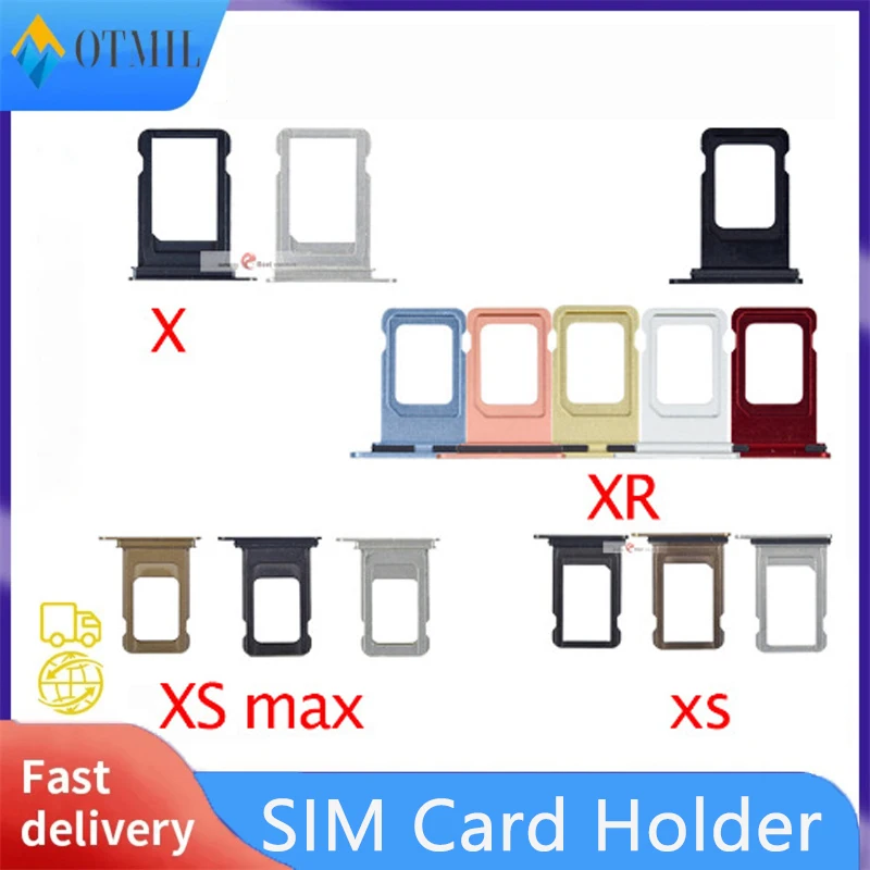 Sim Card Tray Holder Slot iPhone X XS XSM XR Sim Card Holder Tray With Waterproof Gasket Ring Mobile Phone Replacement Parts for iphone 15 plus rotating ring magnetic holder phone case blue