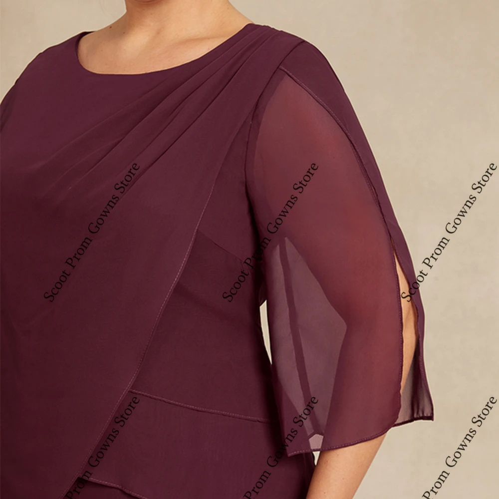 فساتين أم العروس الساحرة باللون العنابي نصف كم فساتين حفلات الزفاف للنساء لصيف 2025 مقاس كبير رداء الشاطئ De Soirée