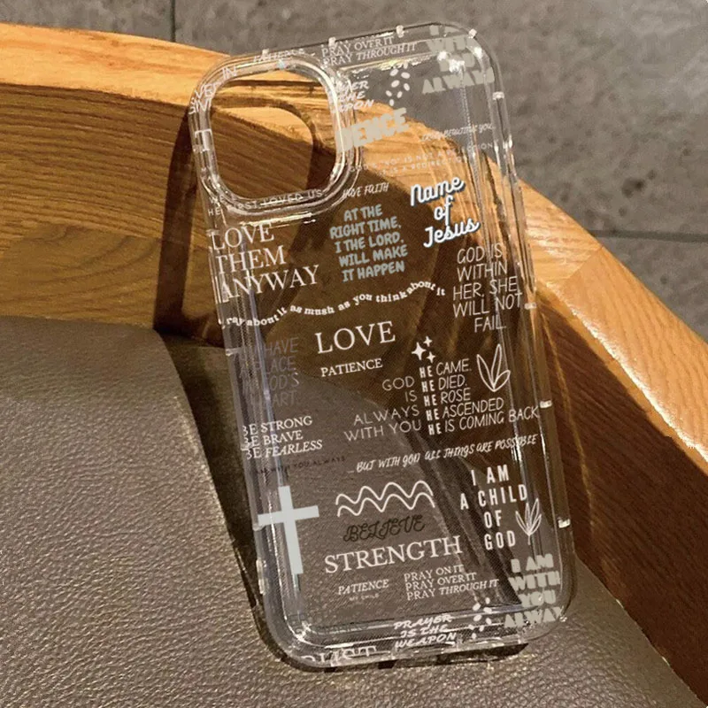 يسوع الله يباركك طباعة حافظة هاتف شفافة آيفون 17 برو ماكس 16 15 14 13 12 11 XS X XR 7 8 Plus 16E 17 غطاء الهواء الناعم