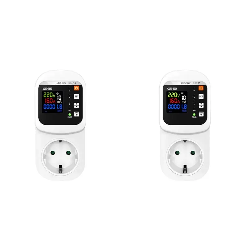 A96T 2X Tuya Wifi Smart Socket Voltage & Current Protector Stabilizer Multifunctional Power Energy Meter EU Plug