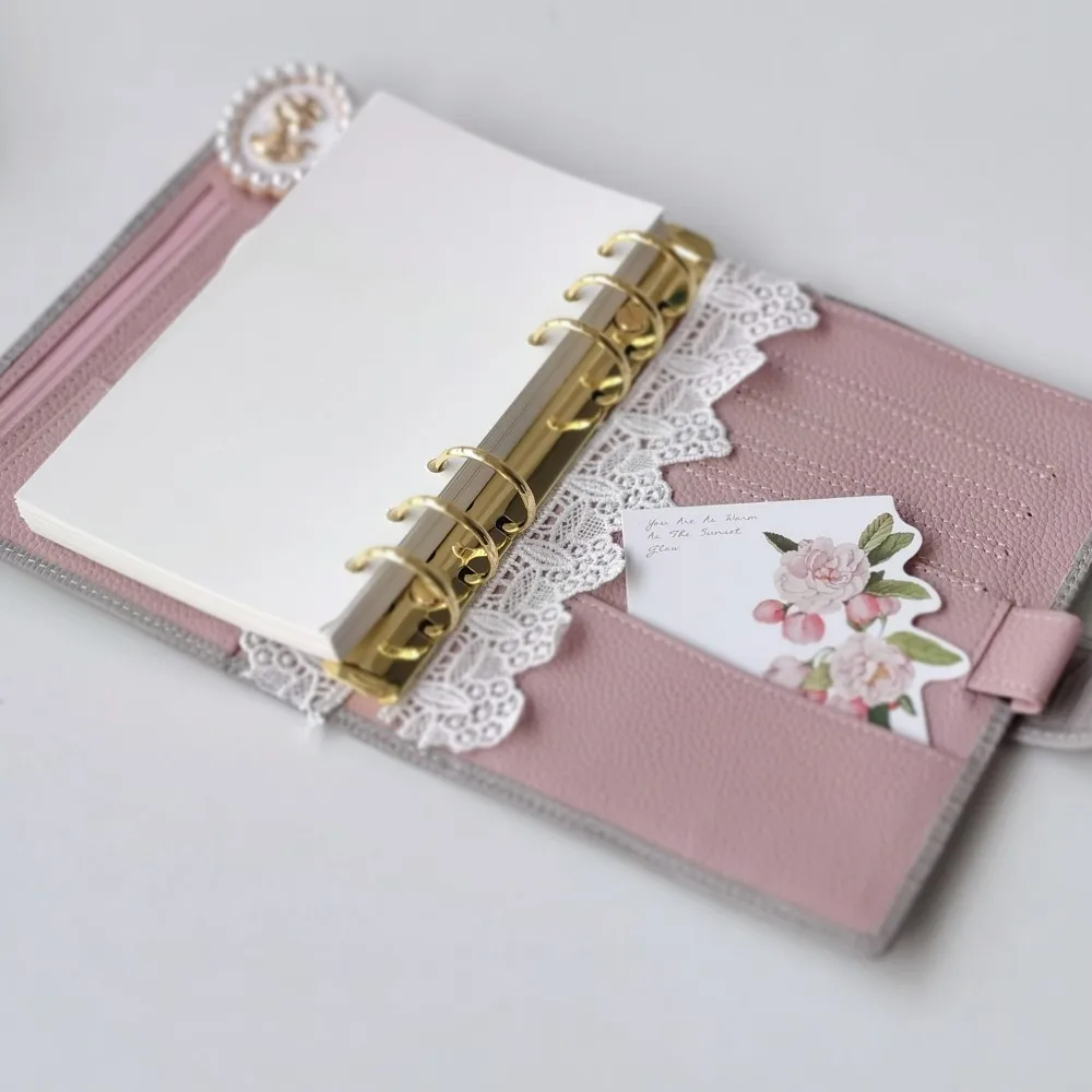 Genuine Leather A6 Personal Notebook Diary Planner Croc Grain 26mm Rings Journal Stationery Notepad Agenda Organizer Big Pocket