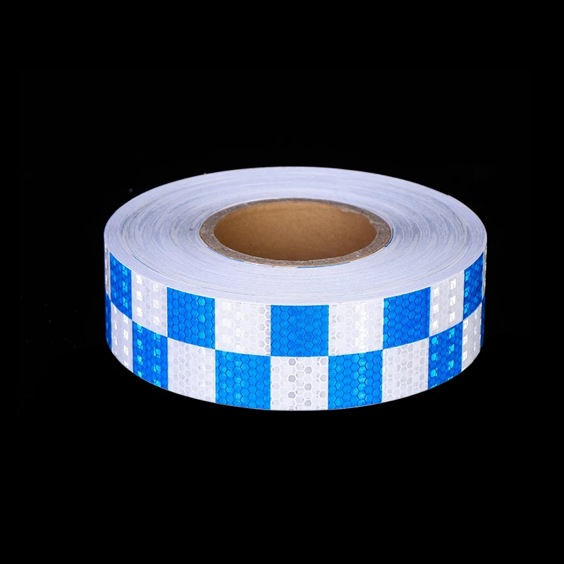 Roadstar 5cmx10m Shining Blue White Color Square Self-Adhesive Reflective Warning Tape for Car& Motorcycle Free Shipping