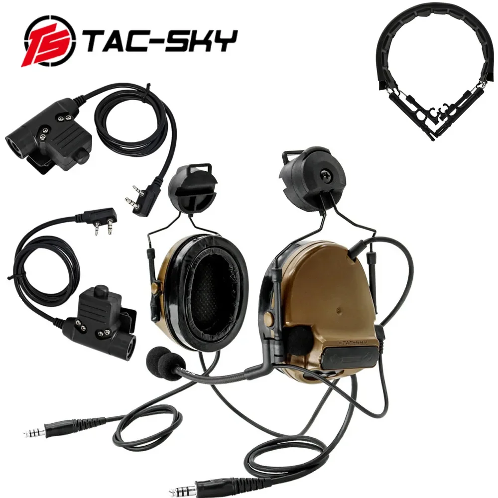 TAC-SKY COMTAC III Dual Communication Silicone Earmuffs Tactical Headset CB / Tactical Headset Replacement Headband / PTT U94PTT