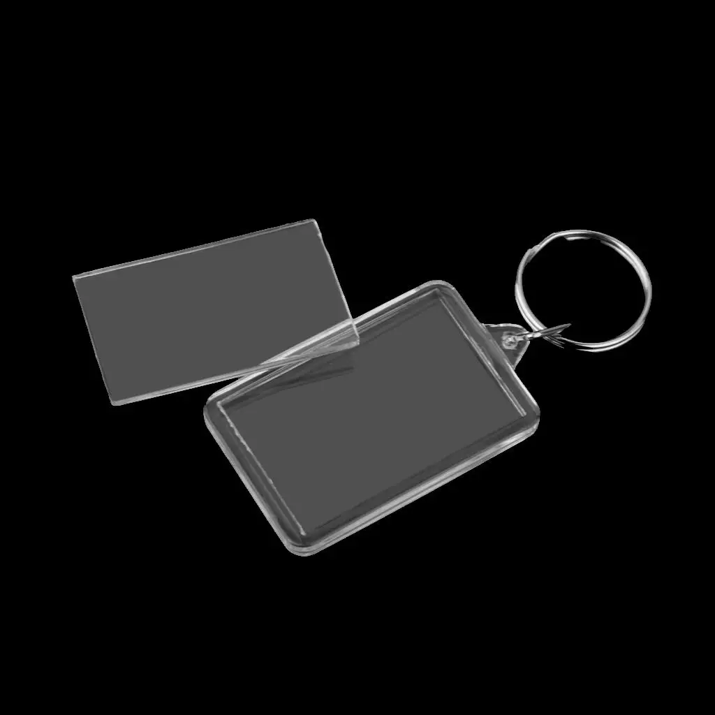 50PC Acrylic Rectangle Transparent Keychain Blank Photo 5.2x3.4cm
