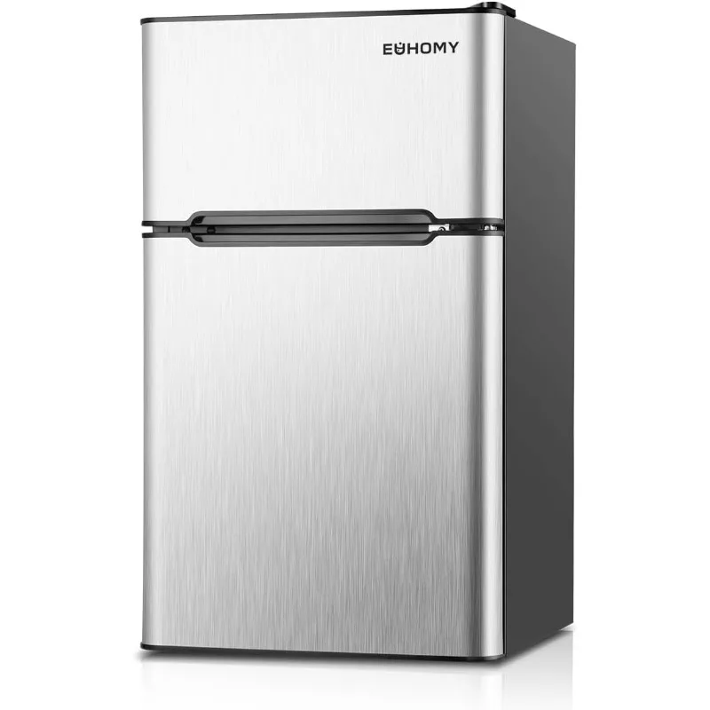 

Mini Fridge with Freezer, 3.2 Cu.Ft Compact Refrigerator, 2 Door For Dorm,Bedroom,Apartment- Food Storage or Drink Beer,Silver