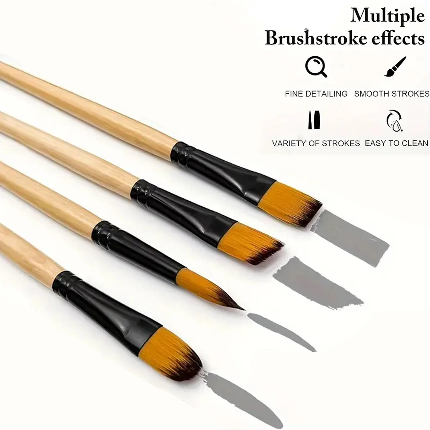 6-teiliges professionelles Pinselset, weiche Nylon-Filbert-Pinsel, eckige, flache, runde, spitze Spitzen für Aquarell-, Öl- und Acrylmalerei – Detail 2