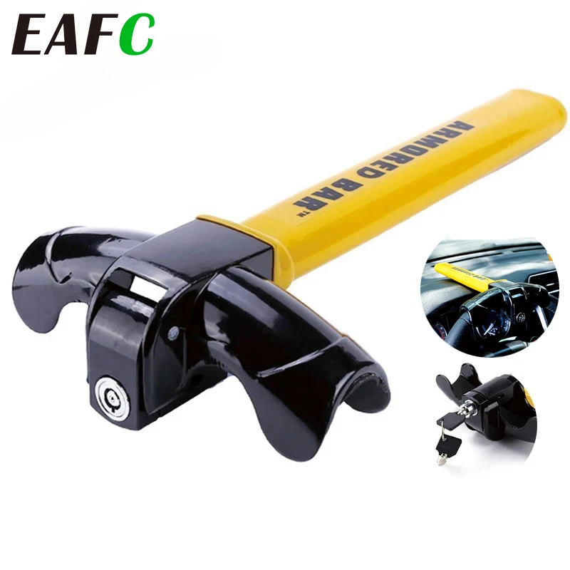 

Замок на руль автомобиля EAFC, сверхпрочный, из нержавеющей стали, универсальный, противоугонный, для легковых автомобилей/фургонов, поворотный, повышающий безопасность автомобиля