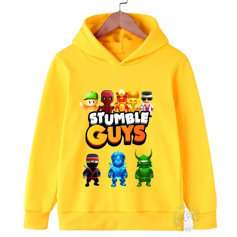 2024 Stumble Guys Hoodie Children\'s Harajuku Games Sweatshirt Boys Girls Original Cartoon Character Print Tops Children\'s Cloth