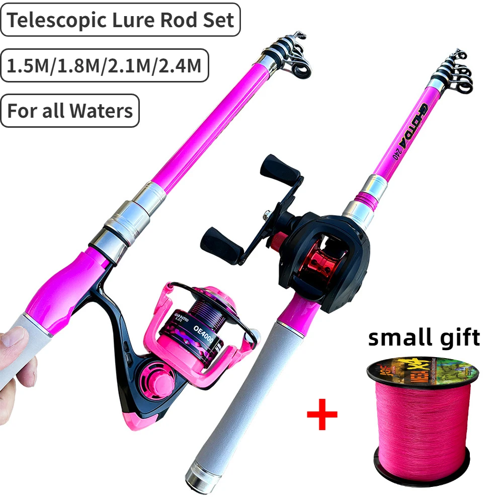 

Carbon Casting Rod 1.5M-2.4M Baitcasting Spinning Fishing Rod Reel Combo 5.2:1 /7.2:1 Gear Ratio Reel Max Drag 8kg with Line