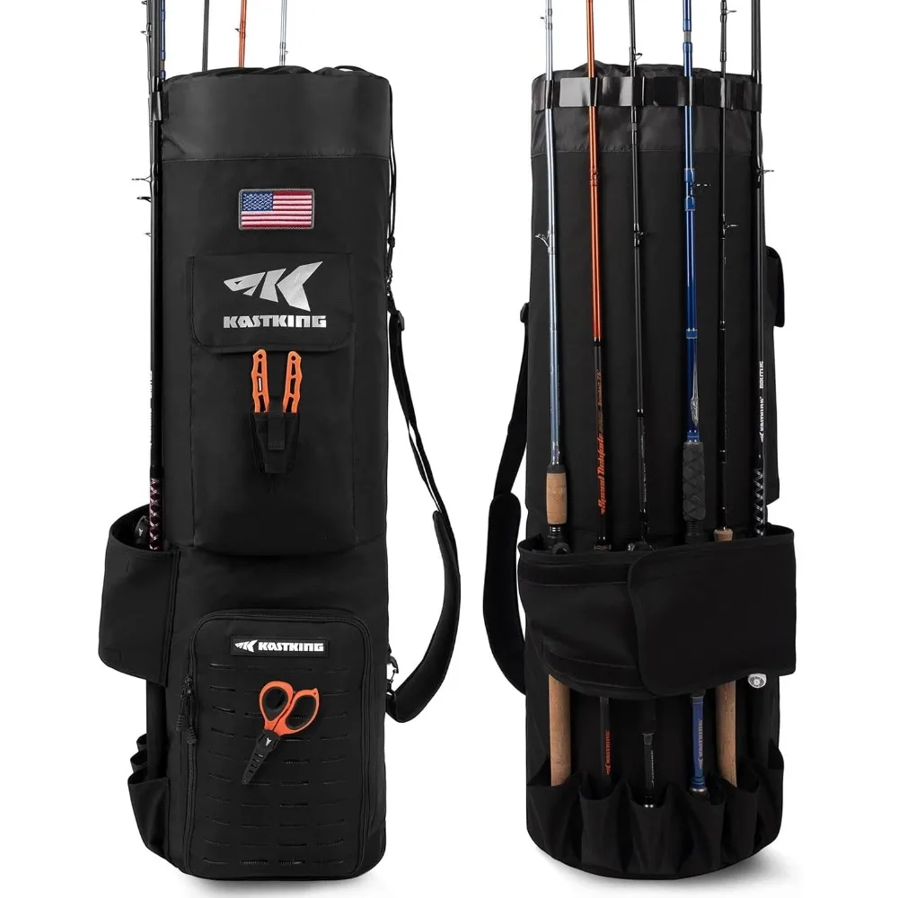 

Karryall Fishing Rod Bag,81L Large Storage Water-resistant Rod Case Holds 6 Rods & Reels,Foldable Fishing