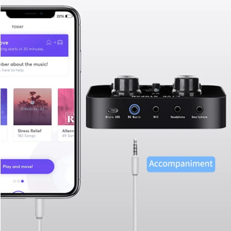 Placa de Som Externa para Celular e Computador, Placa de Som, Voice Changer, Áudio Eletrônico, Microfone Gritar, Live Sound Card