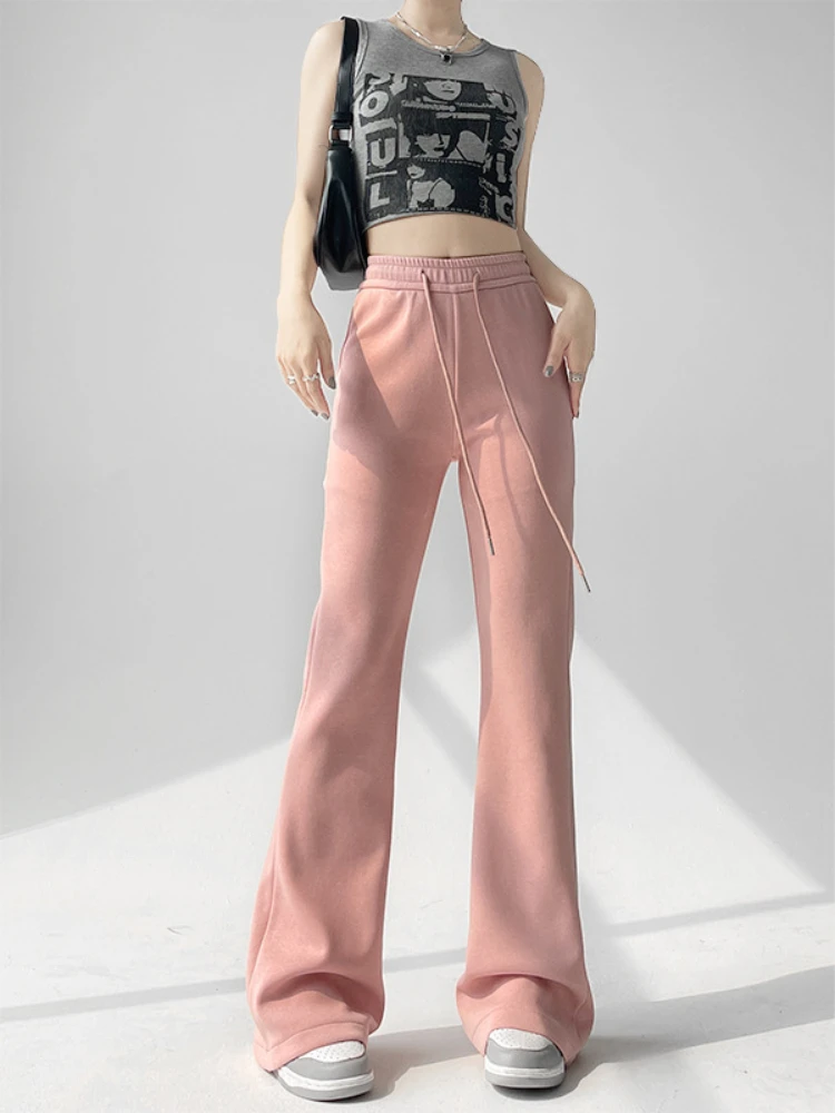 Fashion Women Spring Autumn Bell-bottoms 2026 New Casual Slimming Sports Sweatpants High Waisted Drooping Horseshoe Pants