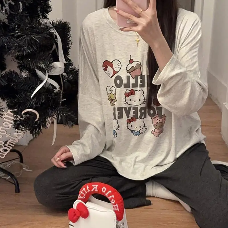 

Sanrio Hello Kitty Pajamas Set Women Students Home Outdoor Wearable Spring Autumn New Long Sleeve Cartoon Cute Sleepwear Pants
