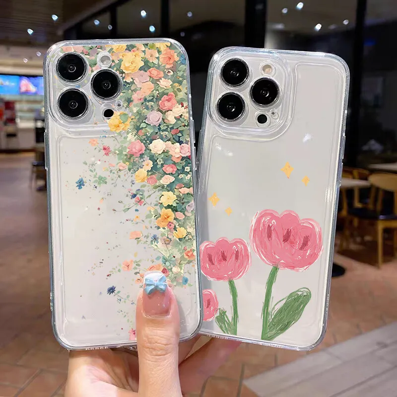 Case For Samusng Galaxy A56 A55 5G A54 A35 A36 A26 A16 A15 A14 A34 A53 S25 S24 S23 Ultra Plus S20 S21 S24 FE Flower Tulip Cover