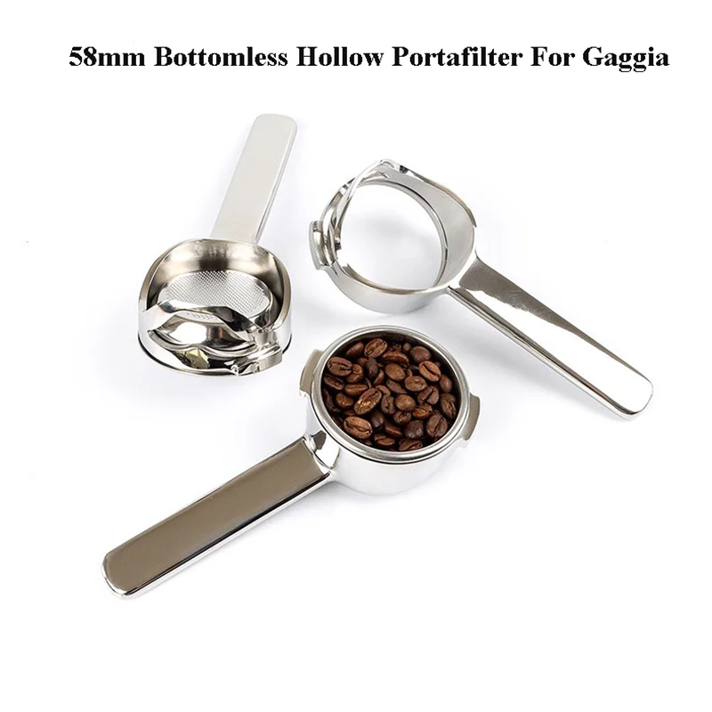 58mm Bottomless Hollow Portafilter For GAGGIA/Baby/Classic/Deluxe/Tebe/Espresso Evolution Stainless Steel Coffee Handle