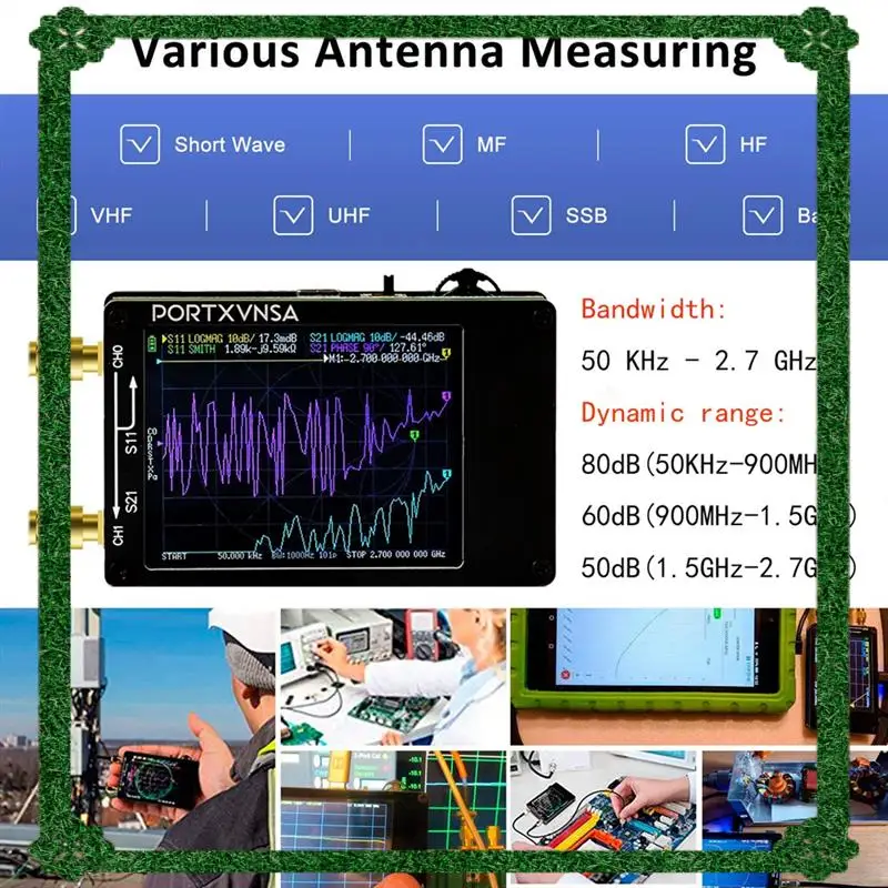 تسليم 24 ساعة Nanovna Plus نسخة مطورة من محلل شبكة المتجهات 50 كيلو هرتز - 2.7 جيجا هرتز MF VHF UHF مع بطاقة SD 32 جيجا للهوائي