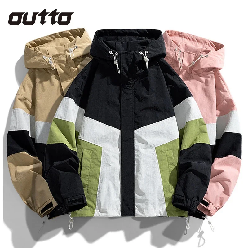 Men Contrasting Color Charge Jacket Spring Autumn Casual Breathable Hooded Coat Outdoor Hiking Camping Climbing Cycling Jackets