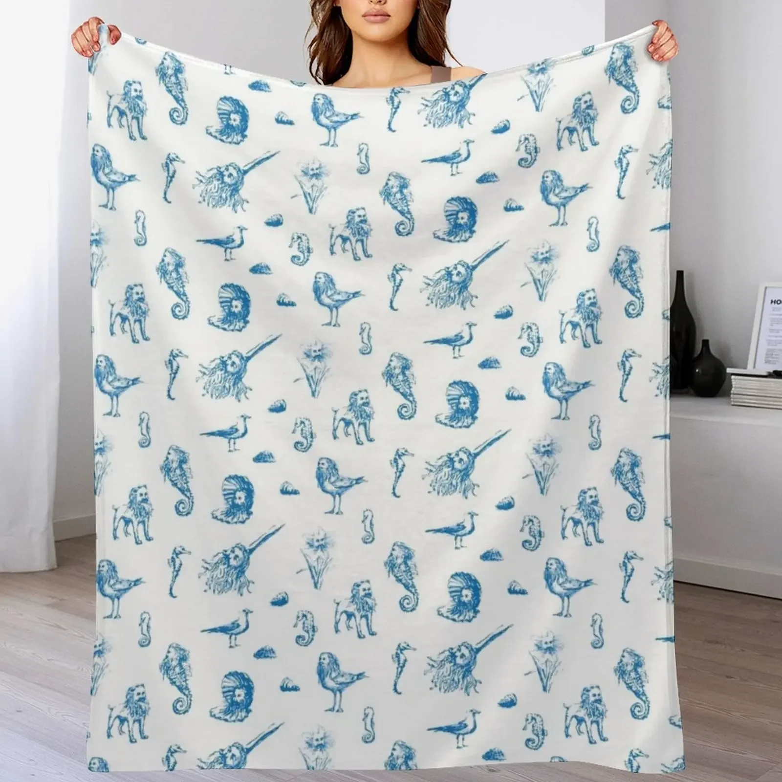 

Rent-Free Blackbeard Sketches - blue Throw Blanket Soft Plaid Travel bed plaid Blankets