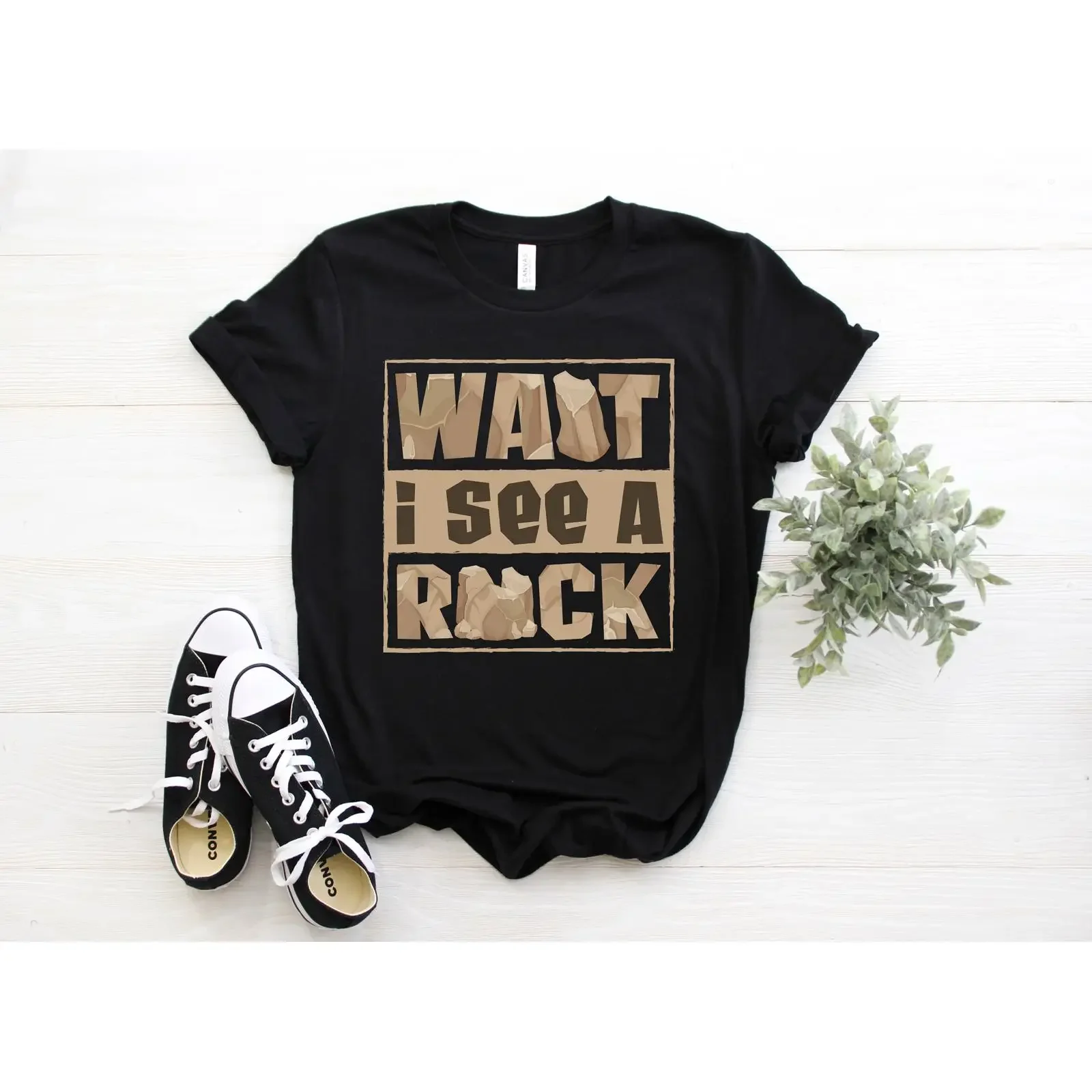 Wait I See A Rock Funny T shirt Geology Geologist Collector Mineral Lover Casual  vintage Washed Unisex streetwear fashion