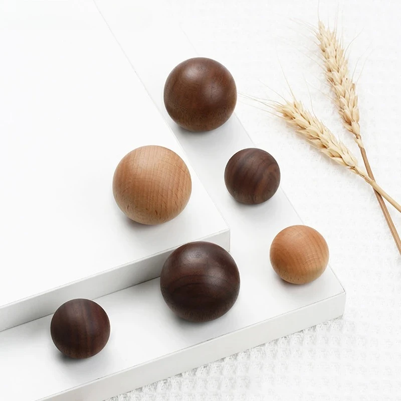

Minimalist Round Walnut Wood Knob Kitchen Cabinet Door Handle Natural Walnut Ash Beech Decor Ball Furniture Hardware Pulls Knob