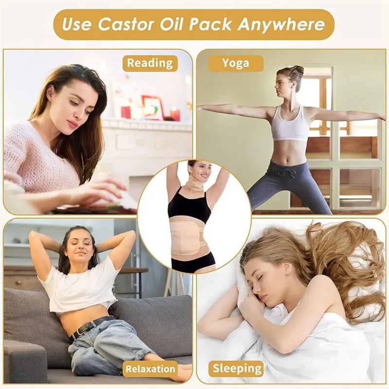 Castor Oil Pack, Castor Oil Pack Wrap Organic Cotton For Waist And Neck, Reusable Castor Oil Packs Durable-New