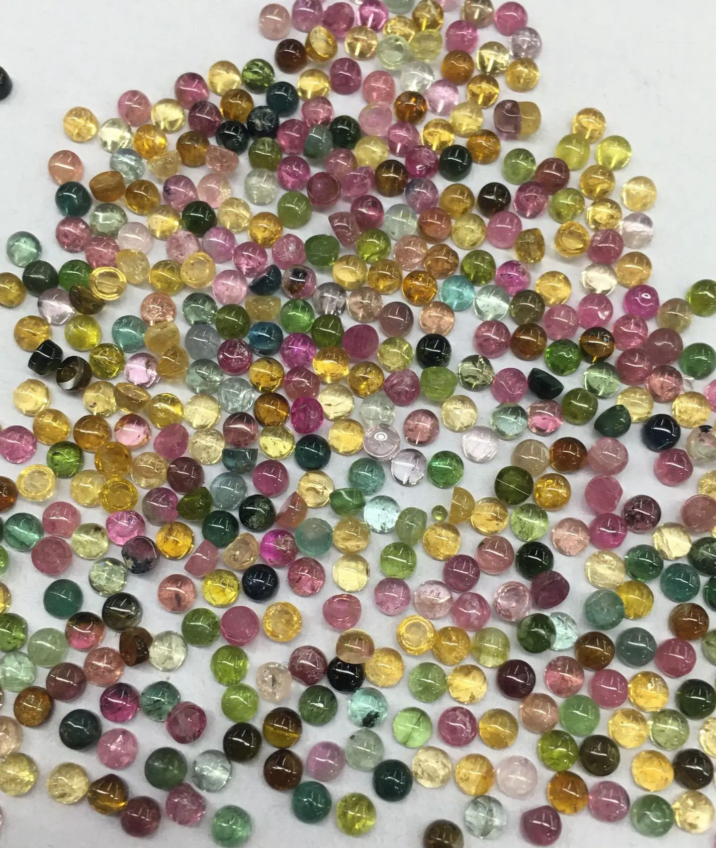 Wholesale 20pcs/lot Natural  Multi Tourmaline Bead Cabochon 3mm Round Gemstone Ring Face For jewelry DIY