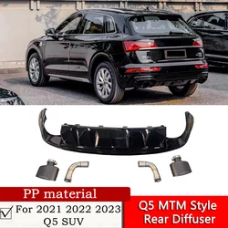 Q5 MTM Rear Diffuser For 2021 2022 2023 2024 2025 S-line Q5 SUV Modification PP Glossy Black MTM Rear Lip With Tailpipe Kit