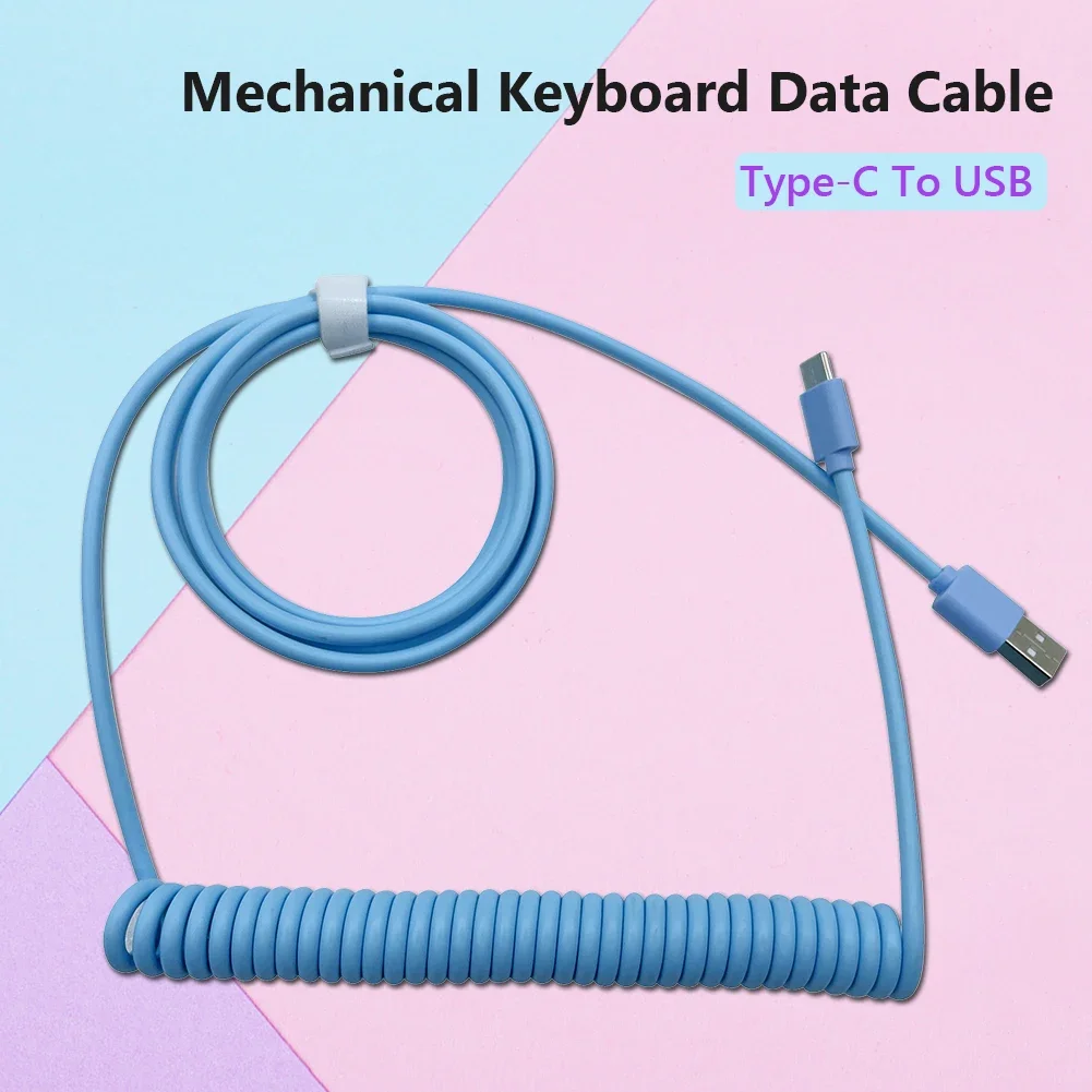 Cabo de carregamento enrolado para computador e teclado mecânico, cabo de extensão de dados, tipo C para USB, plug-in Spring Line