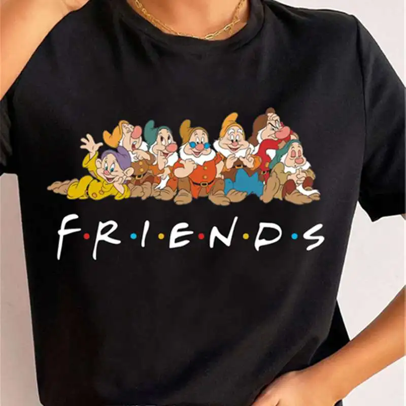 Mulheres Disney Princess T-shirt, Branca de Neve, Os Sete Anões, Moda Harajuku, Roupas Femininas, Streetwear