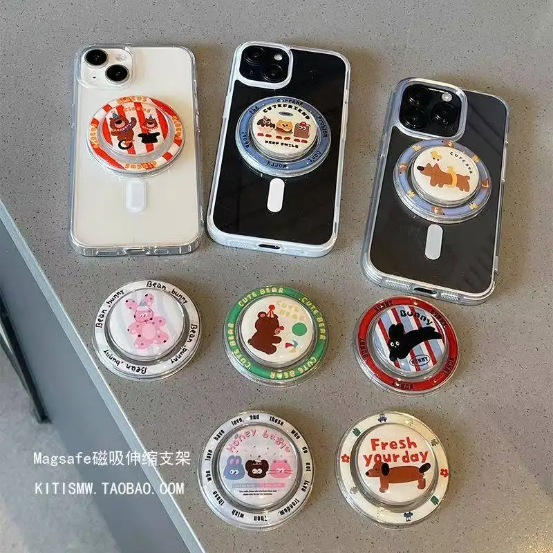 

Новый корейский магнитный держатель для телефона с героями мультфильмов Griptok Griptok, держатель PopSockets для IPhone 17 16, Samsung S25, складной чехол-держатель