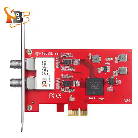 TBS6281se V2 Dual Tuner PCIe Card DVB-T2/C2/T/C(J.83A/B/C)/ISDB-T/C/ATSC1.0 TV Tuner Card Support Windows/ Linux CATV Receiver