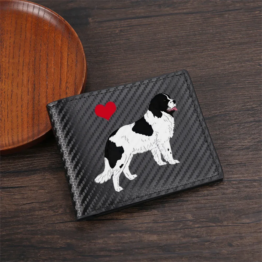 Dog with red heart love Men's Wallets Simple Business Modern Stylish Printing Design Gifts For Father Boyfriend Christmas Lover