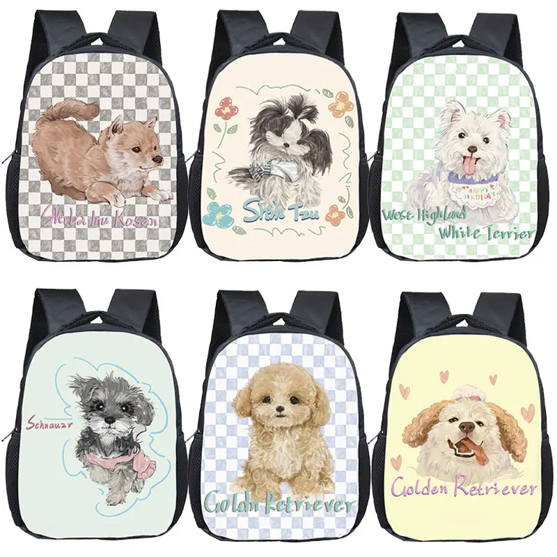 

12-дюймовый милый рюкзак для собак шнауцер/ши-тцу, школьные ранцы для маленьких девочек, детские подгузники для малышей, сумка для детского сада, подарок