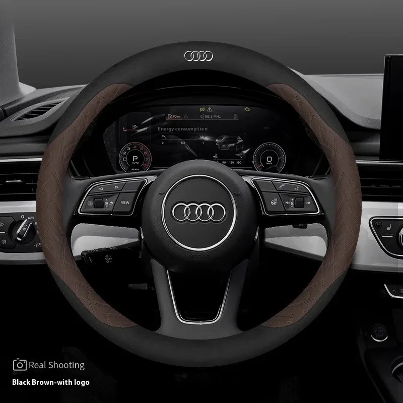 Car Steering Wheel Cover For Audi ABT A1 A2 A3 A4 A5 A6 A7 A8 Q2 Q3 Q4 Q5 Q7 Q8 TT RS3 RS4 RS5 RS6 RS7 S3 S4 S5 S6 S7 S8 S line view 2