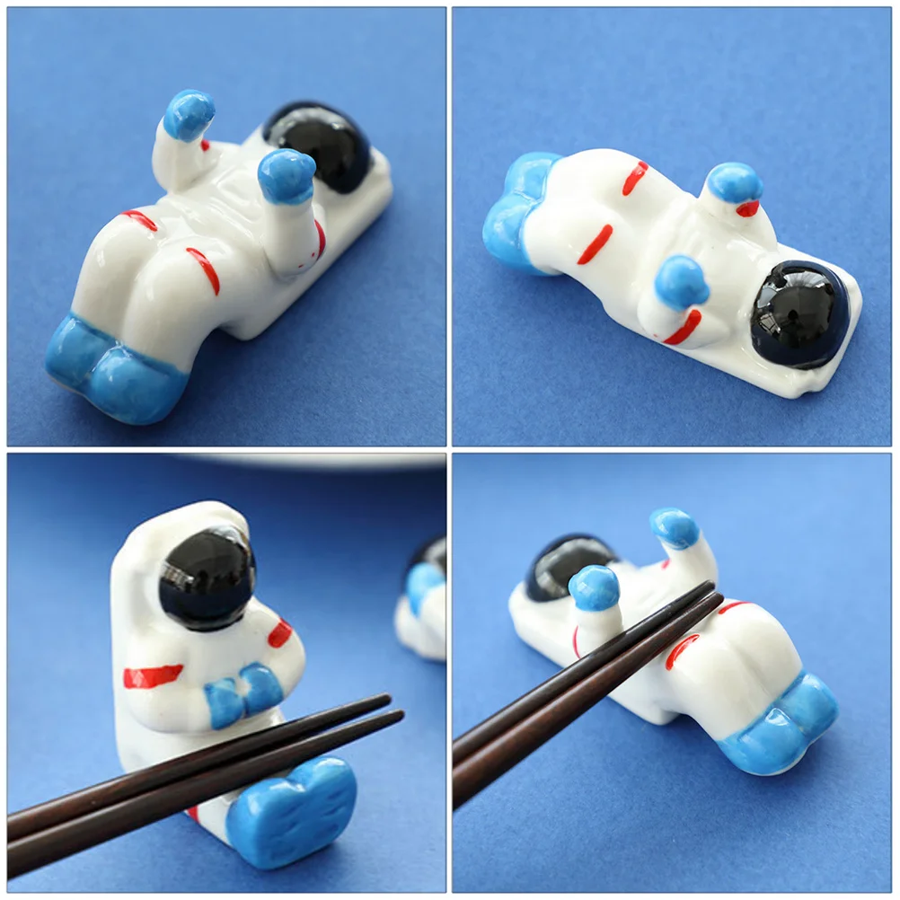 

3pcs Astronaut Chopsticks Support Stand Stand Ceramic Holder Tableware Rest Cutlery Storage Utensil Rack Kitchen Accessories