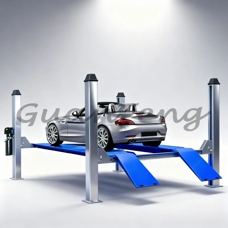 Heavy Duty 4 Post Hydraulic Alignment Car Lift, Double Cylinder, 1750mm Lift Height, 950-1150mm Minimum Height