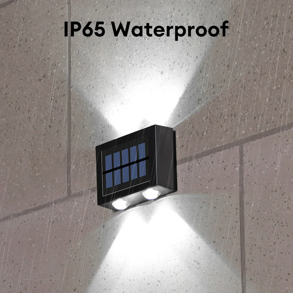 4LED Solar Wall Lamp Outdoor Waterproof Solar Powered Light UP and Down Illuminate Home Garden Porch Yard Decoration