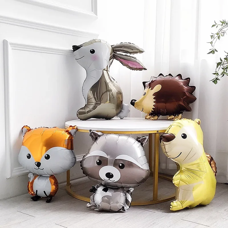 Cartoon Animals Foil Balloons Rabbit Deer Squirrel Fox Bear Ballon Baby Shower Kids Gift Toy Birthday Party Zoo Theme Decoration image 4