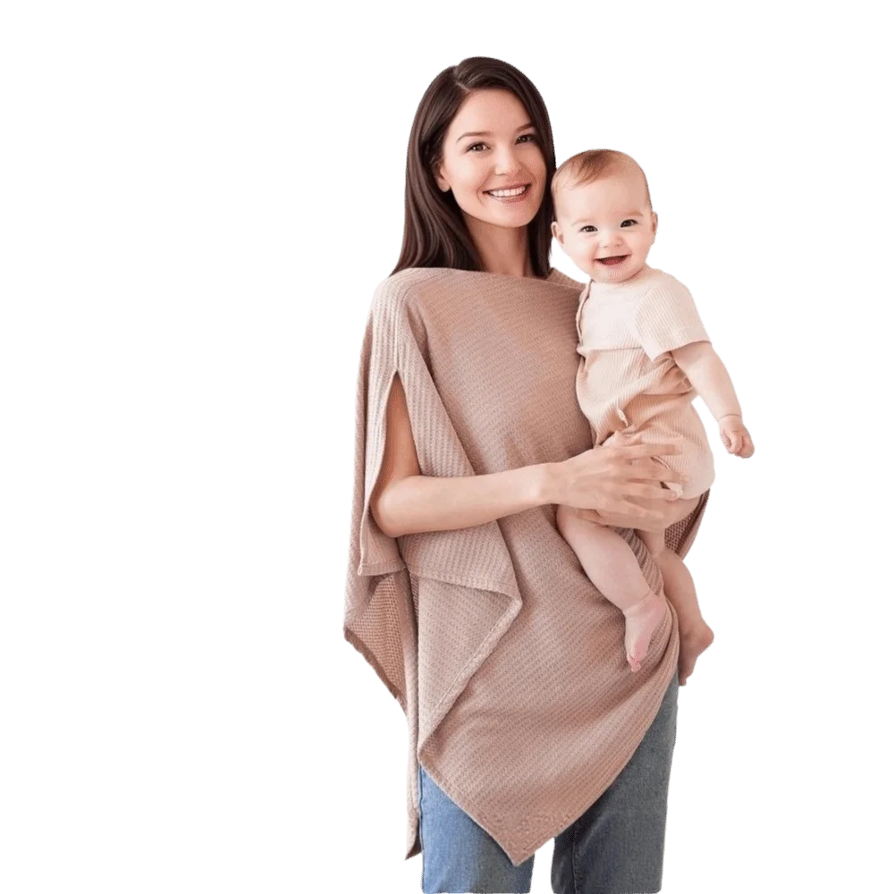 Soft Waffle Breastfeeding Nursing Cover Breathable Windproof Feeding Apron Multi-Use Polyester Feeding Scarf Maternity