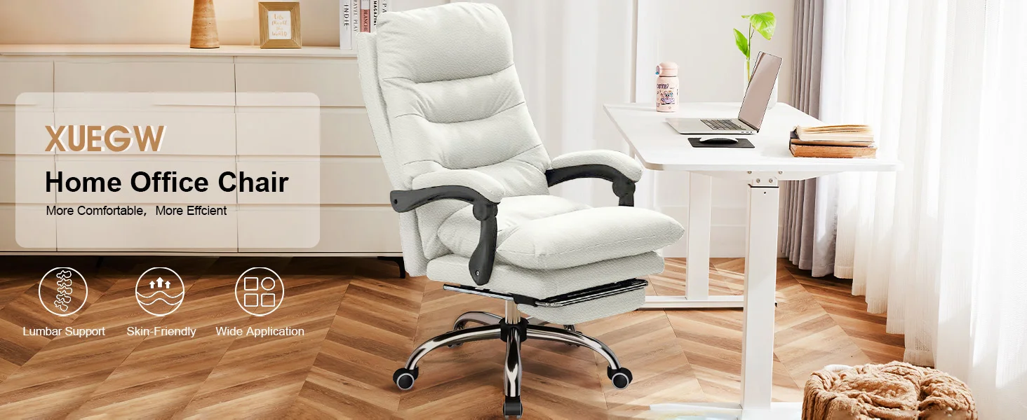 Ergonomischer Bürostuhl mit Verstellbarer Lendenwirbelstütze und Fußstütze - Schwenk- und Neigefunktion für Heim- und Geschäftsnutzung – Detail 5