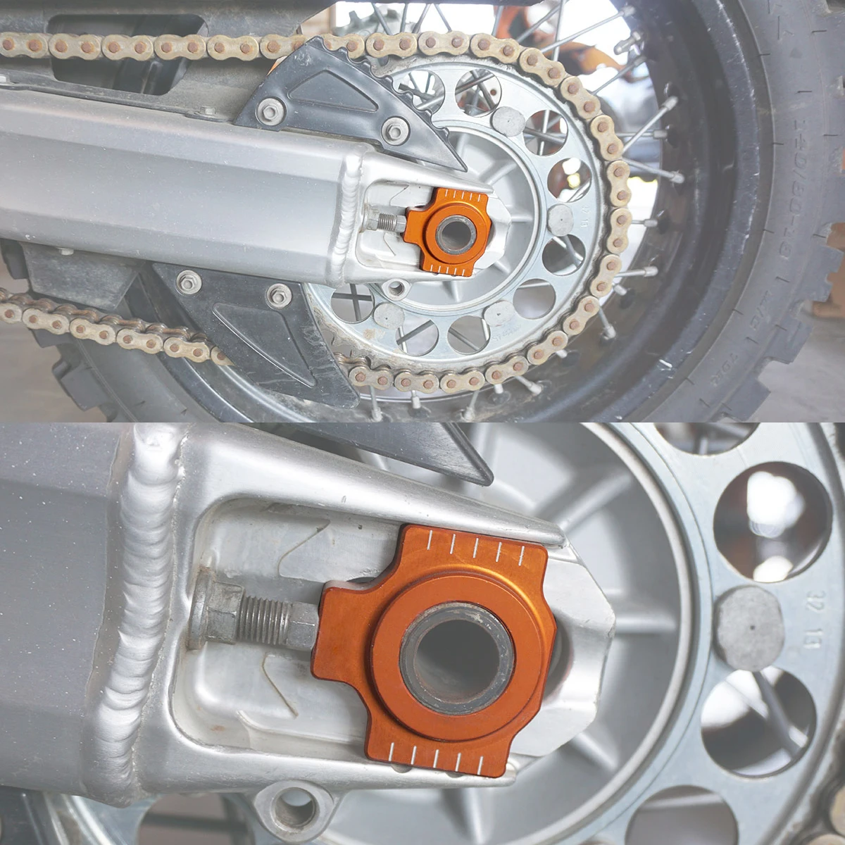Motorcycle Aluminum Rear Axle Blocks Chain Adjusters for KTM 790 Adventure/R 890 Adventure/R 2019-25 790 Duke 890 Duke 2018-2025