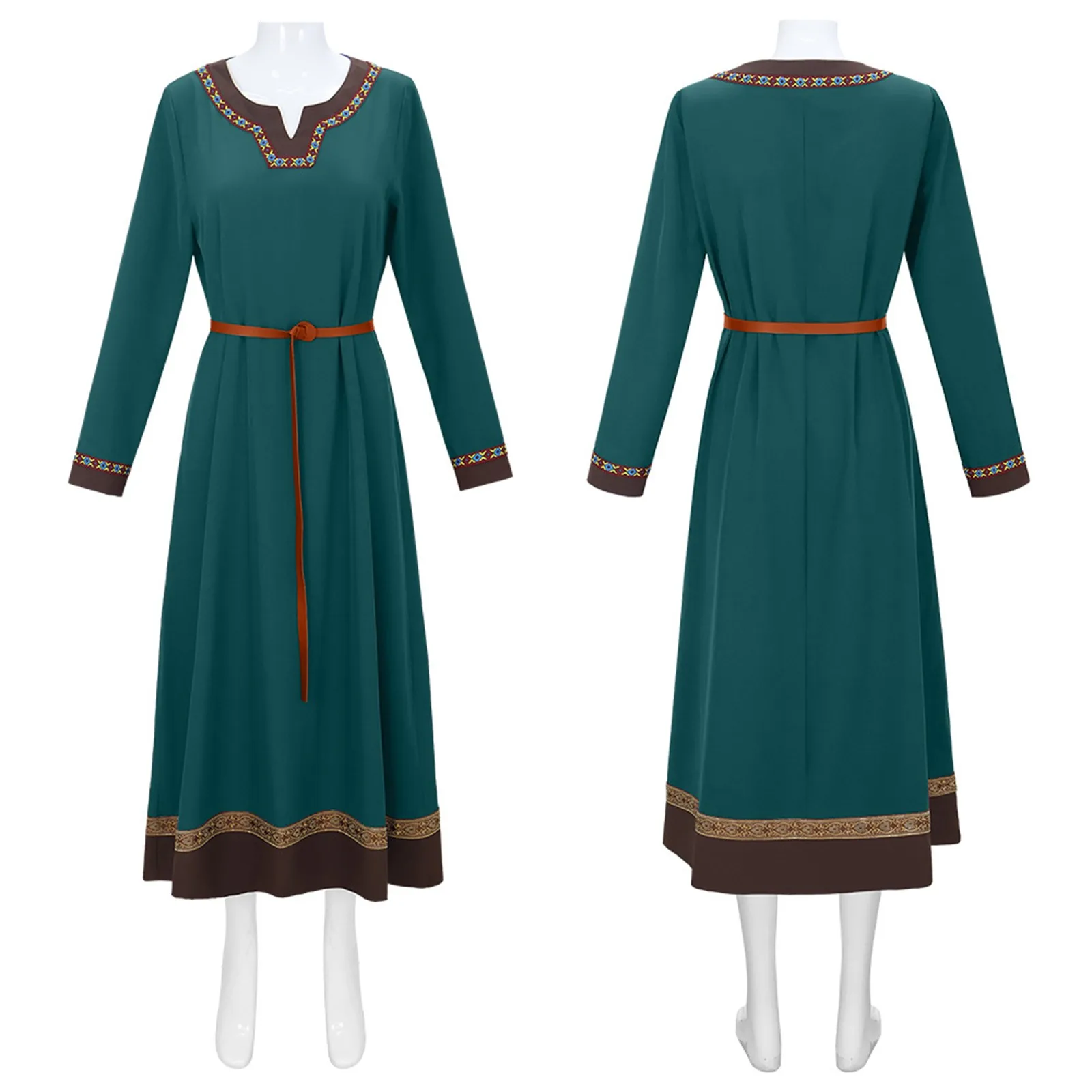 

Halloween Women European Medieval Retro Court Cosplay Costume Long Dress Elegant Square Collar Masquerade Wear