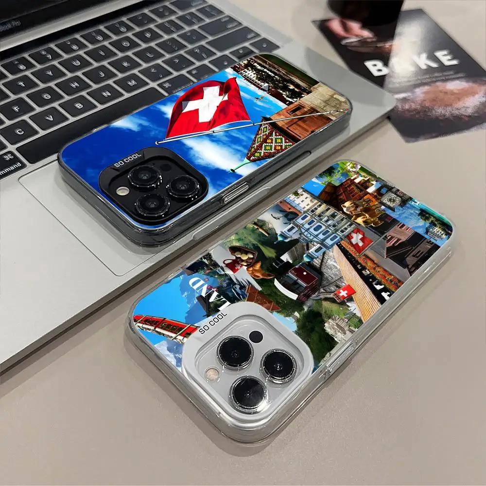 

Чехол для мобильного телефона с флагом Швейцарии для iPhone 17, 16, 15, 14, 13, 12, 11 X XR XS 8 7 Pro Max Plus, полупрозрачный цветной чехол, красивый