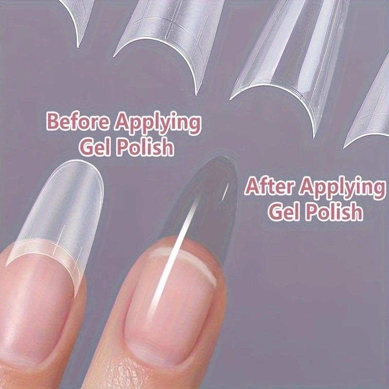 Medium Oval Nail Tip, 320 Pieces Soft Gel X Nail Tip Oval Round Matte Transparent Fake Nail Half Coverage Acrylic Fake Nail Tip