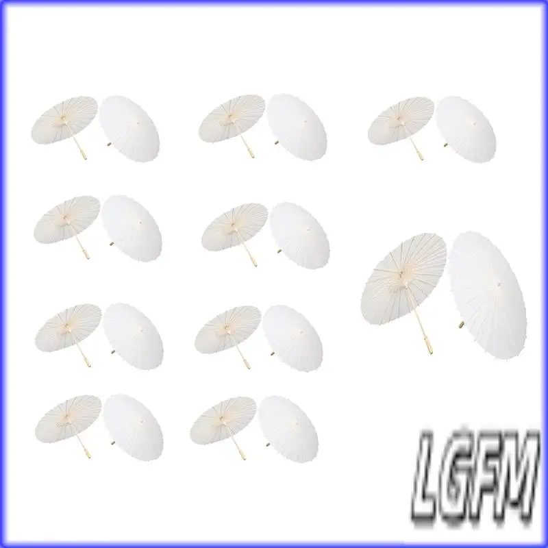 GM-pour décor de fête de mariée de mariage, accessoire de photographie 20 pièces parapluies en papier blanc 19.7 pouces bricolage Parasols en papier huilé
