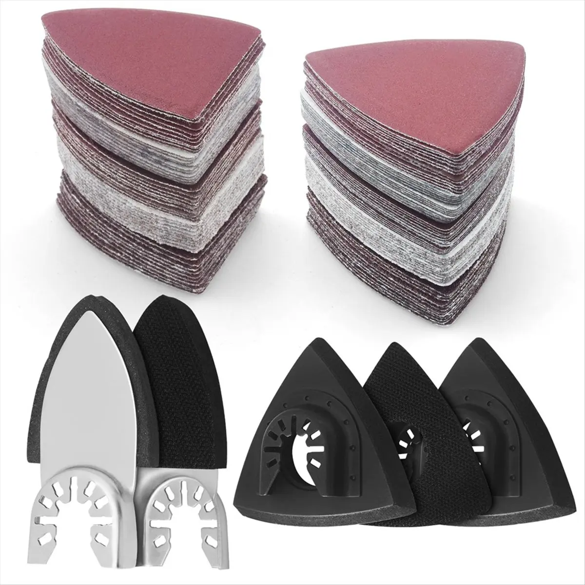 A89X 135Pcs Oscillating Tool Sanding Pads Kit, Triangle Sanding Pads Triangle Sandpaper,Finger Sanding Pads Finger Sandpaper