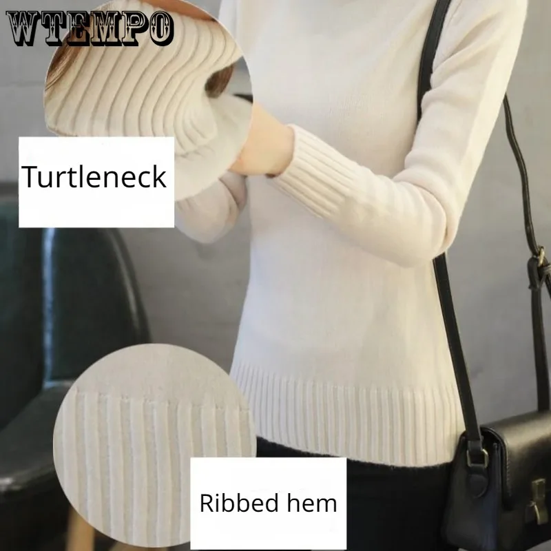 WTEMPO Women Autumn Turtleneck Sweater Winter Warm Cable Knitwear Long Sleeve Casual Pullover Jumpers Knitted Tops