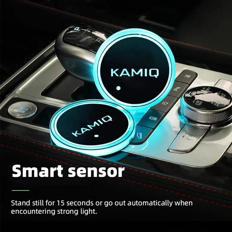 Portabicchieri luminoso per tazza d\'acqua per Auto per Skoda Kamiq 7 ricarica USB colorata accessori per Auto con luce d\'atmosfera a Led per Auto